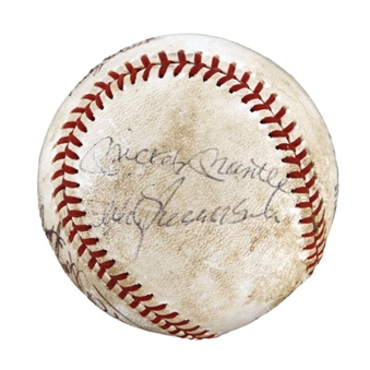 1971-72 New York Yankees Signed Baseball With 9 Signatures Including Mantle 